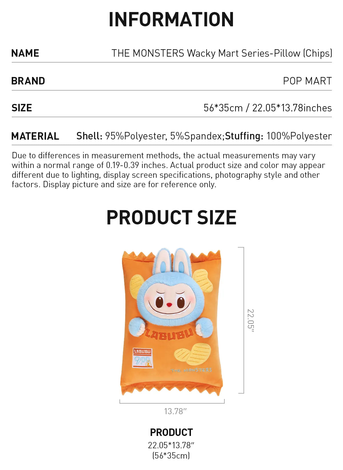 THE MONSTERS Labubu Wacky Mart Series-Pillow (Chips)