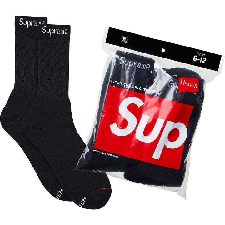 Supreme Crew Socks (4 Pack)(Black)