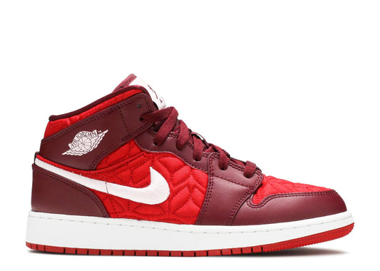 Air Jordan 1 Mid SE GS Red Quilted