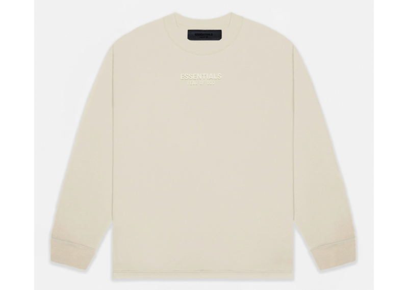 FEAR OF GOD ESSENTIALS LONG SLEEVE TSHIRT - SILVER CLOUD